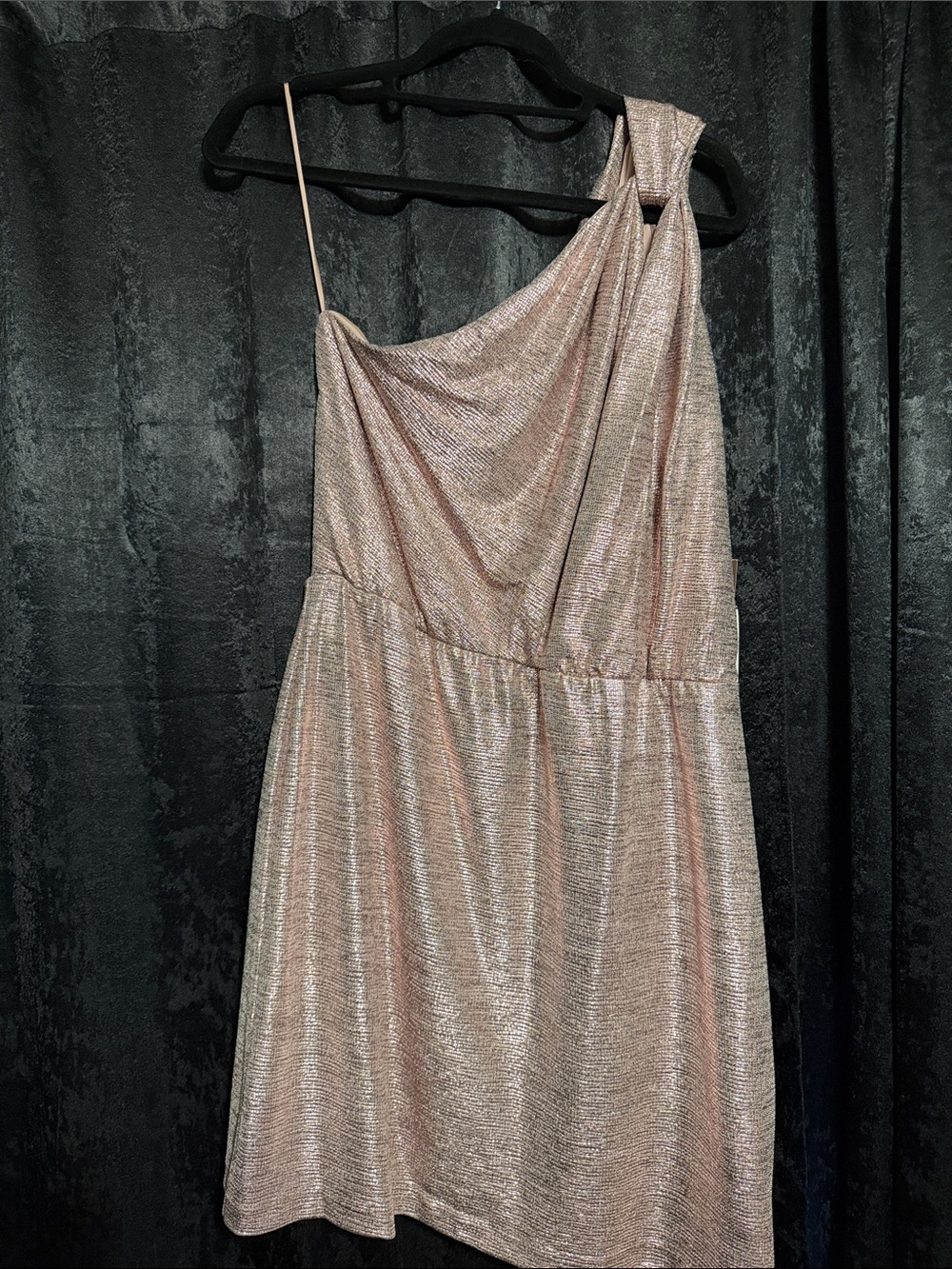 One-Shoulder Metallic Rose Dress